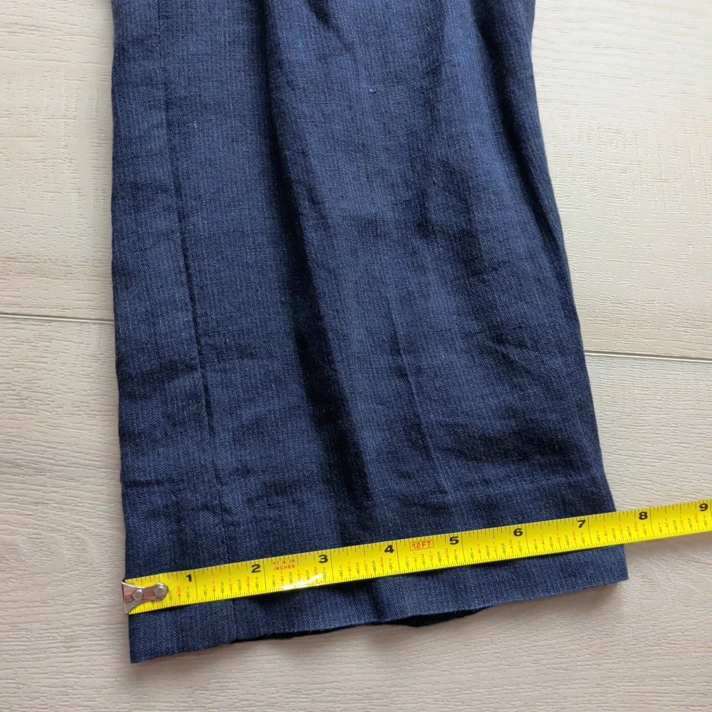 J.Crew Bowery Baird McNutt Irish Linen Pants Mens 32x34 (Fits 33x34) Navy Blue